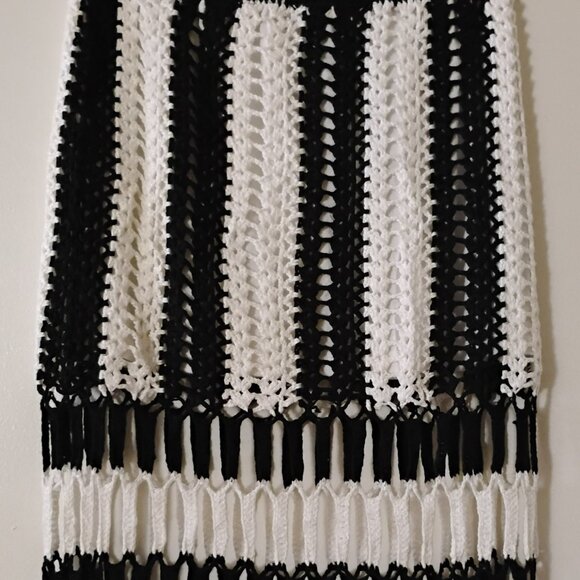 Crochet kntted long skirt boho festival hippie black white lined Juniors Size S - Picture 1 of 6